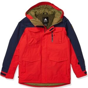 Burton Boys Covert Ski/Snowboard Jacket Flame Scarlett/Dress Blue - Size Medium